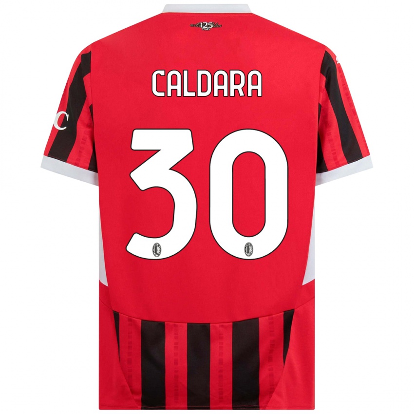 Mulher Camisola Mattia Caldara #30 Vermelho Preto Principal 2024/25 Camisa Brasil