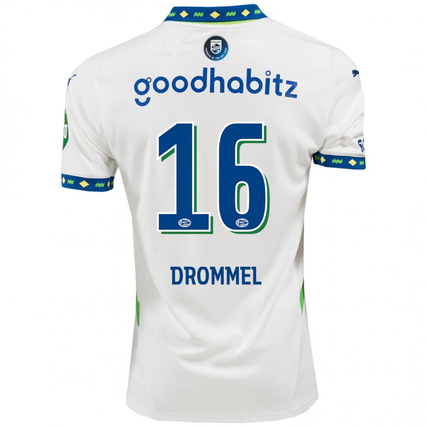 Mulher Camisola Joël Drommel #16 Branco Azul Escuro Terceiro 2024/25 Camisa Brasil