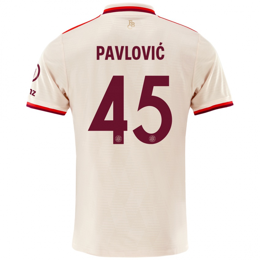 Mulher Camisola Aleksandar Pavlovic #45 Linho Terceiro 2024/25 Camisa Brasil