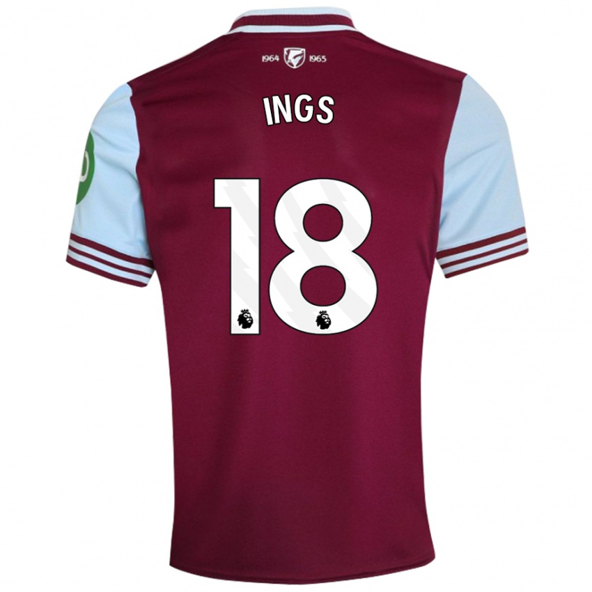 Criança Camisola Danny Ings #18 Vermelho Escuro Principal 2024/25 Camisa Brasil