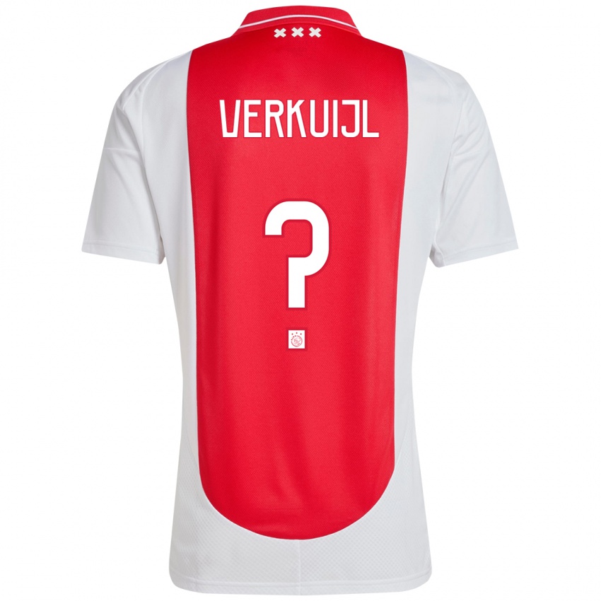 Criança Camisola Mark Verkuijl #0 Branco Vermelho Principal 2024/25 Camisa Brasil