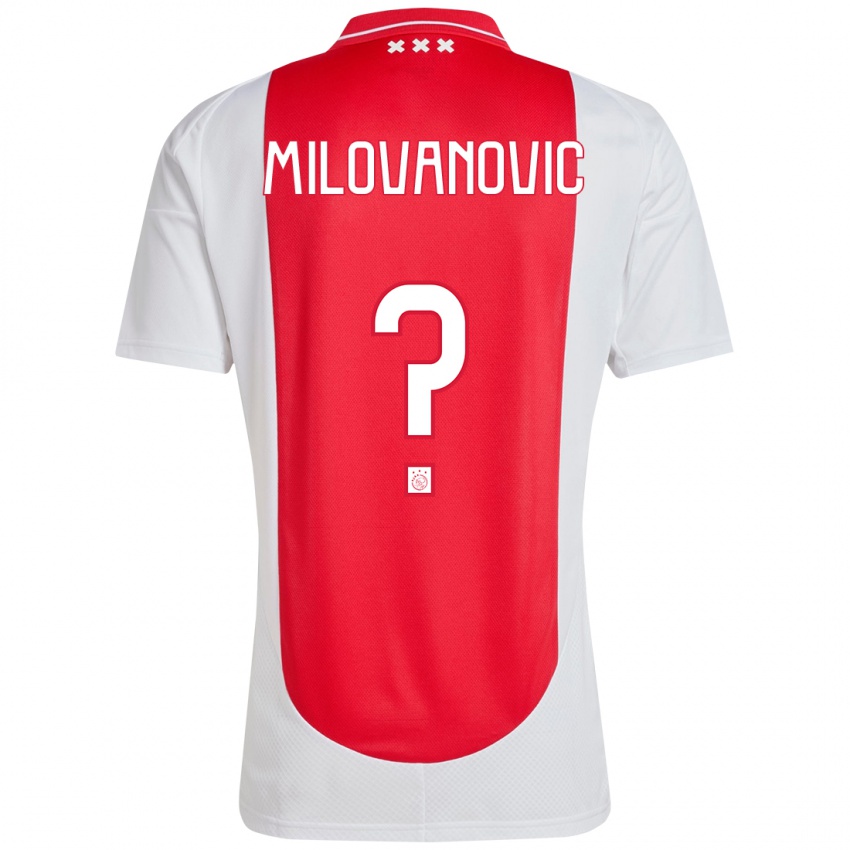 Criança Camisola Mateja Milovanovic #0 Branco Vermelho Principal 2024/25 Camisa Brasil