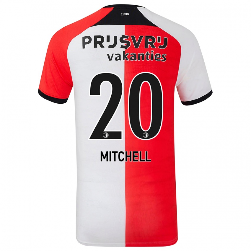 Criança Camisola Jeyland Mitchell #20 Branco Vermelho Principal 2024/25 Camisa Brasil