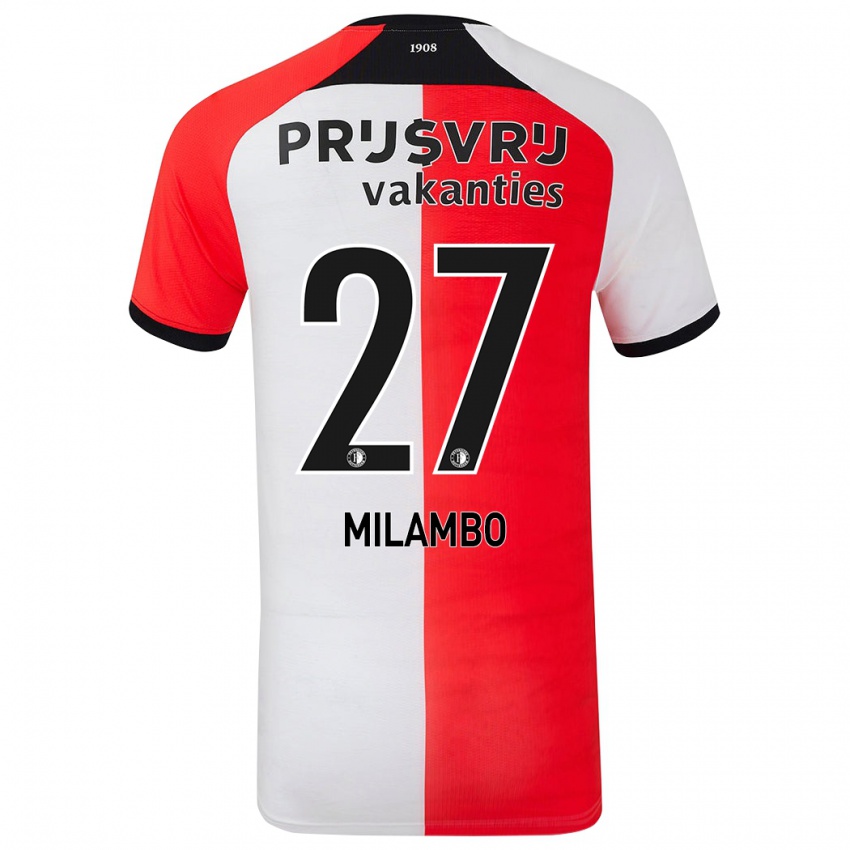 Criança Camisola Antoni Milambo #27 Branco Vermelho Principal 2024/25 Camisa Brasil