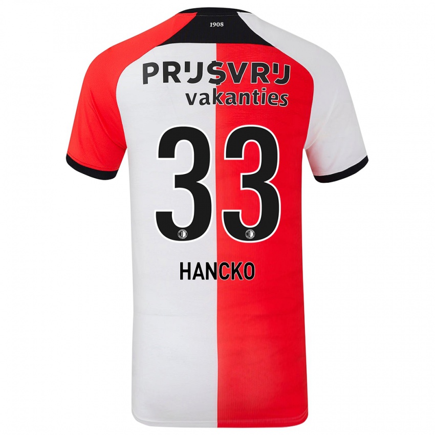 Criança Camisola David Hancko #33 Branco Vermelho Principal 2024/25 Camisa Brasil