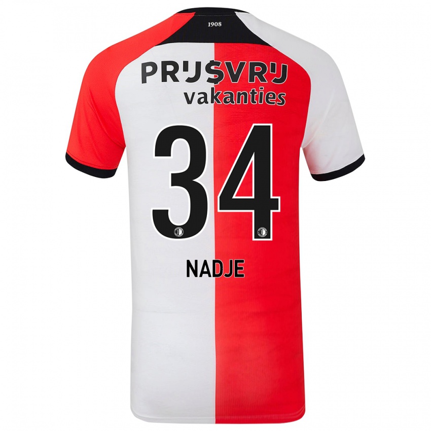 Criança Camisola Chris-Kévin Nadje #34 Branco Vermelho Principal 2024/25 Camisa Brasil