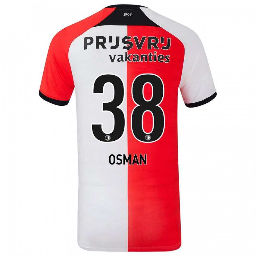 Criança Camisola Ibrahim Osman #38 Branco Vermelho Principal 2024/25 Camisa Brasil