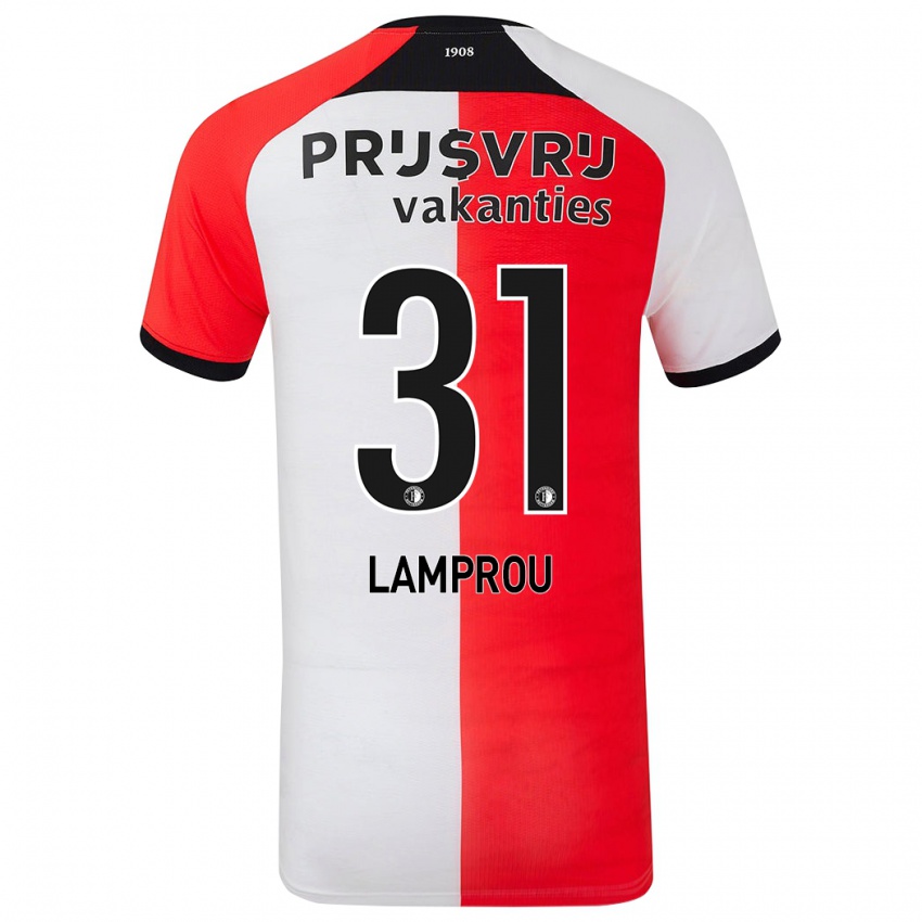 Criança Camisola Kostas Lamprou #31 Branco Vermelho Principal 2024/25 Camisa Brasil