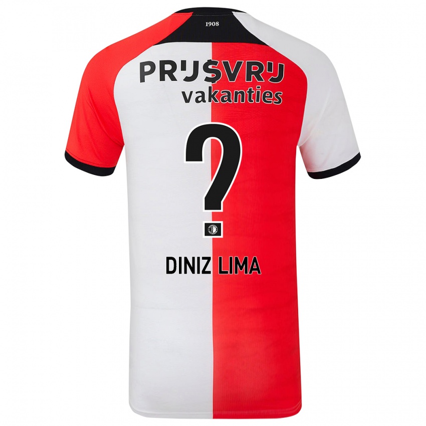 Criança Camisola Lucas Diniz Lima #0 Branco Vermelho Principal 2024/25 Camisa Brasil