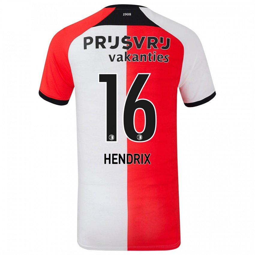 Criança Camisola Jorrit Hendrix #16 Branco Vermelho Principal 2024/25 Camisa Brasil