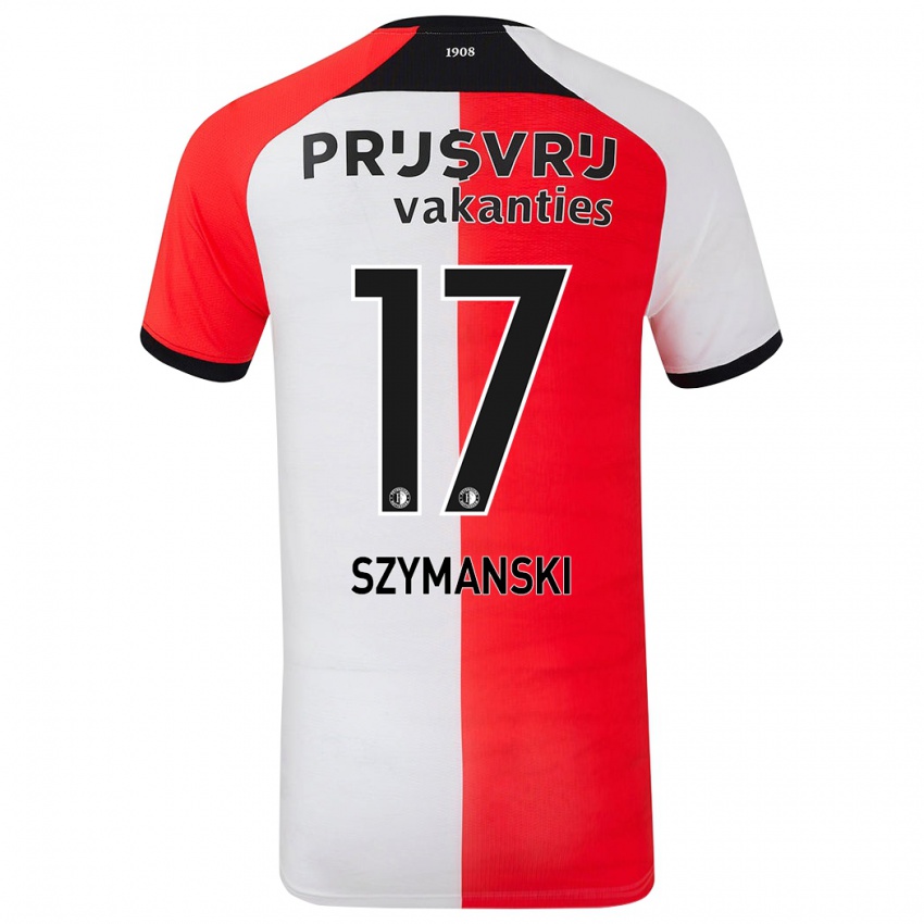 Criança Camisola Sebastian Szymanski #17 Branco Vermelho Principal 2024/25 Camisa Brasil