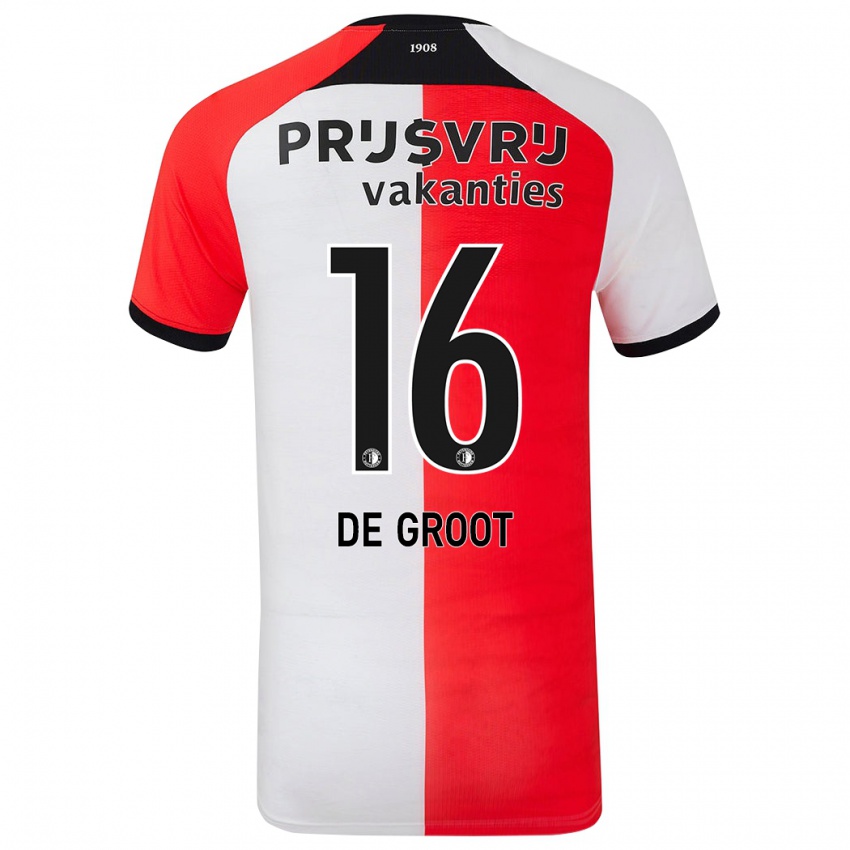 Criança Camisola Jasmijn De Groot #16 Branco Vermelho Principal 2024/25 Camisa Brasil