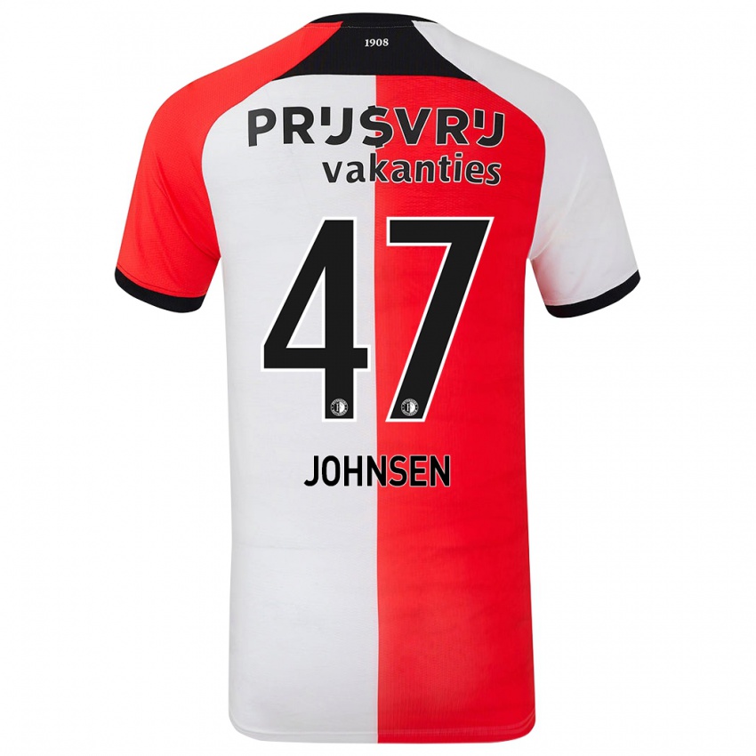 Criança Camisola Mikael Torset Johnsen #47 Branco Vermelho Principal 2024/25 Camisa Brasil