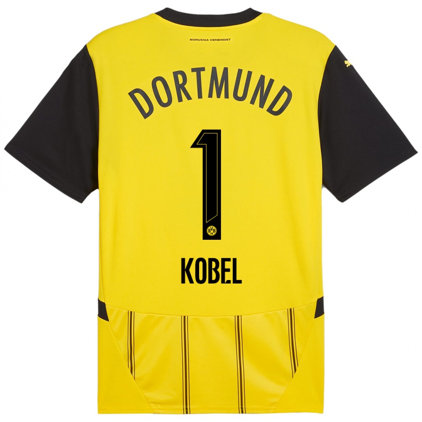 Criança Camisola Gregor Kobel #1 Preto Amarelo Principal 2024/25 Camisa Brasil