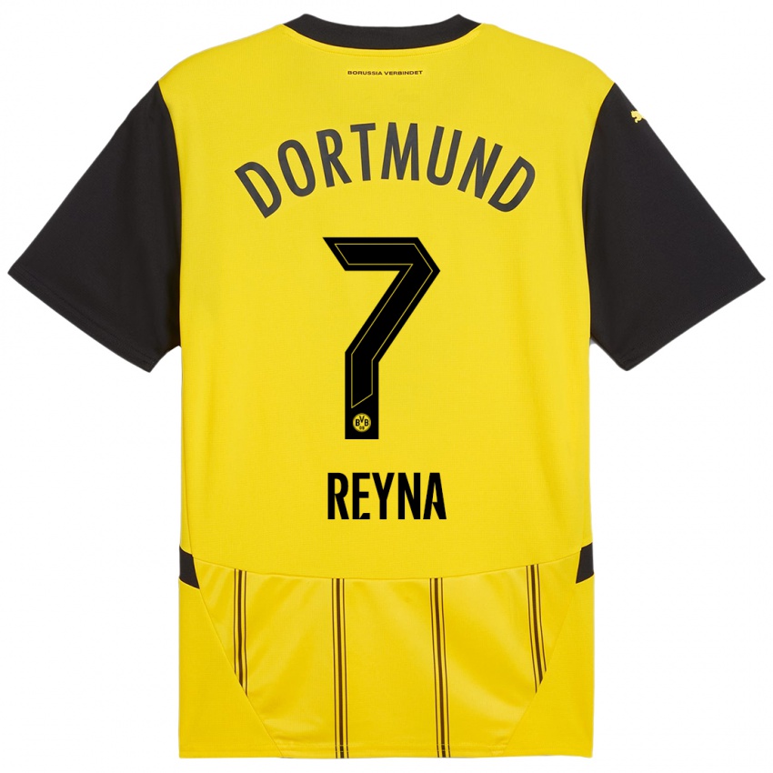 Criança Camisola Giovanni Reyna #7 Preto Amarelo Principal 2024/25 Camisa Brasil