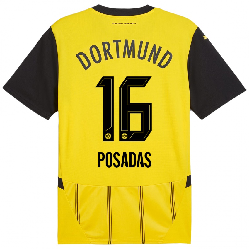 Criança Camisola Leonardo Posadas #16 Preto Amarelo Principal 2024/25 Camisa Brasil