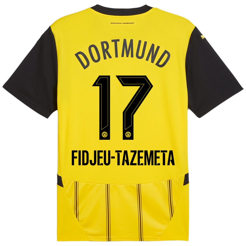 Criança Camisola Thierry Fidjeu-Tazemeta #17 Preto Amarelo Principal 2024/25 Camisa Brasil