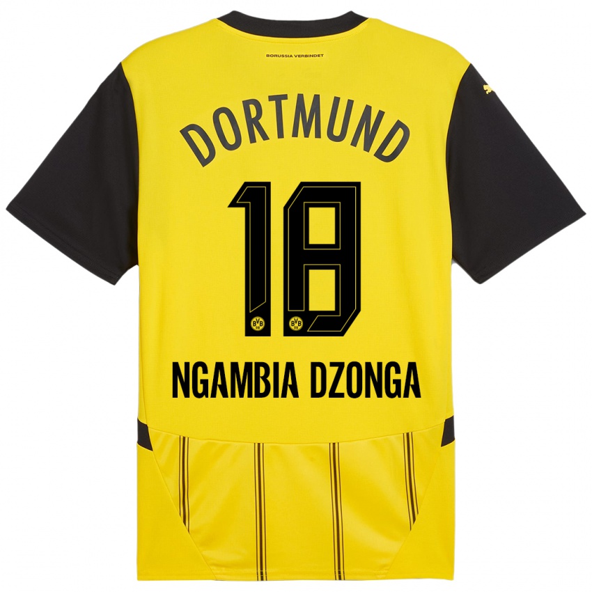 Criança Camisola Diego Ngambia Dzonga #18 Preto Amarelo Principal 2024/25 Camisa Brasil