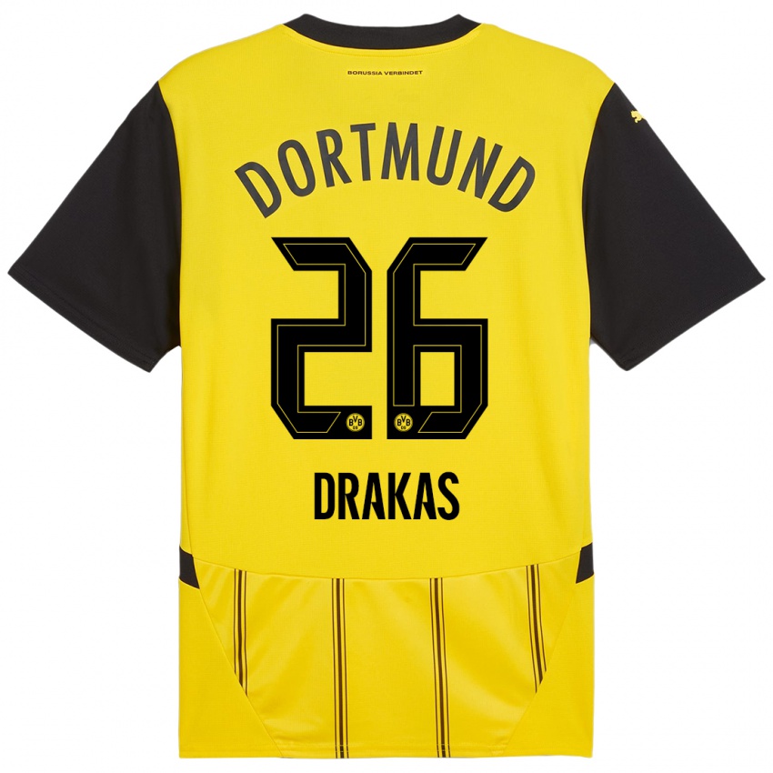 Criança Camisola Babis Drakas #26 Preto Amarelo Principal 2024/25 Camisa Brasil