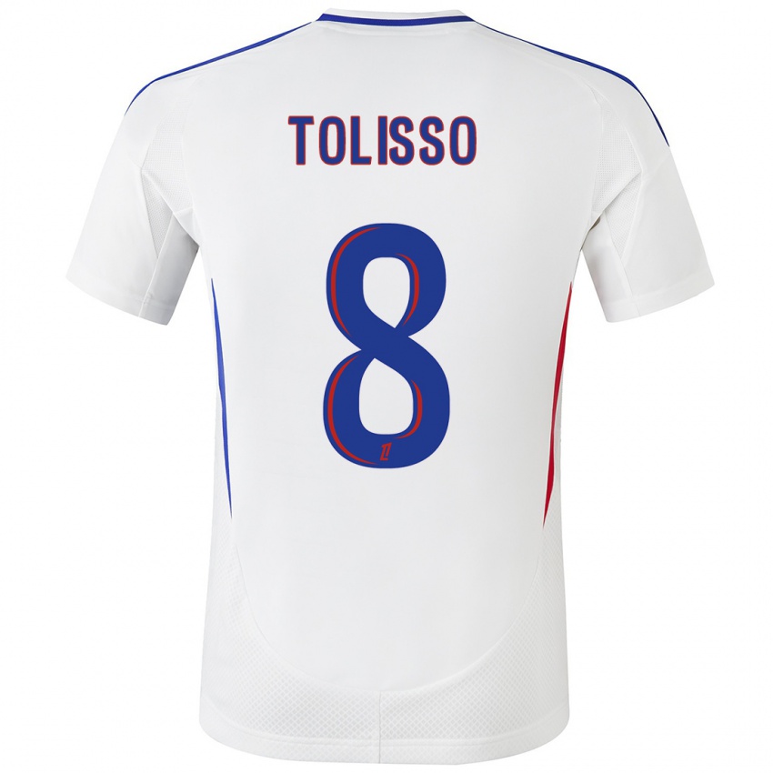 Criança Camisola Corentin Tolisso #8 Azul Branco Principal 2024/25 Camisa Brasil