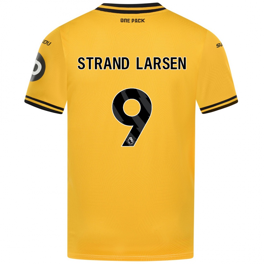 Criança Camisola Jørgen Strand Larsen #9 Amarelo Principal 2024/25 Camisa Brasil