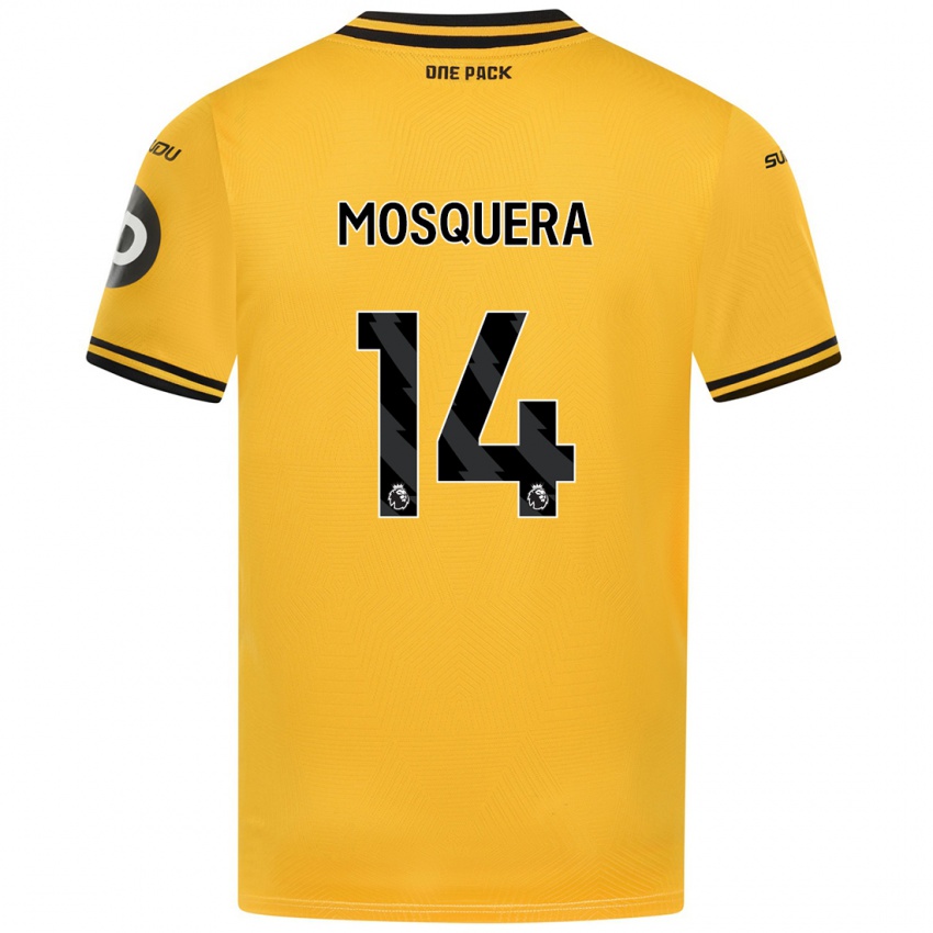 Criança Camisola Yerson Mosquera #14 Amarelo Principal 2024/25 Camisa Brasil