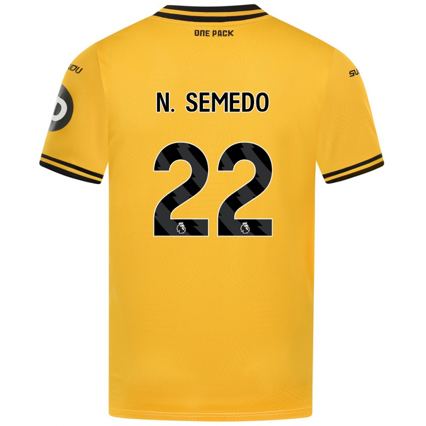 Criança Camisola Nelson Semedo #22 Amarelo Principal 2024/25 Camisa Brasil