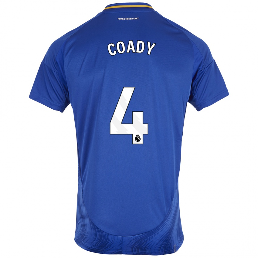 Criança Camisola Conor Coady #4 Azul Branco Principal 2024/25 Camisa Brasil