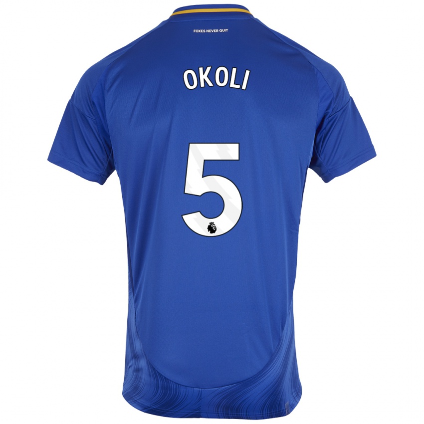 Criança Camisola Caleb Okoli #5 Azul Branco Principal 2024/25 Camisa Brasil