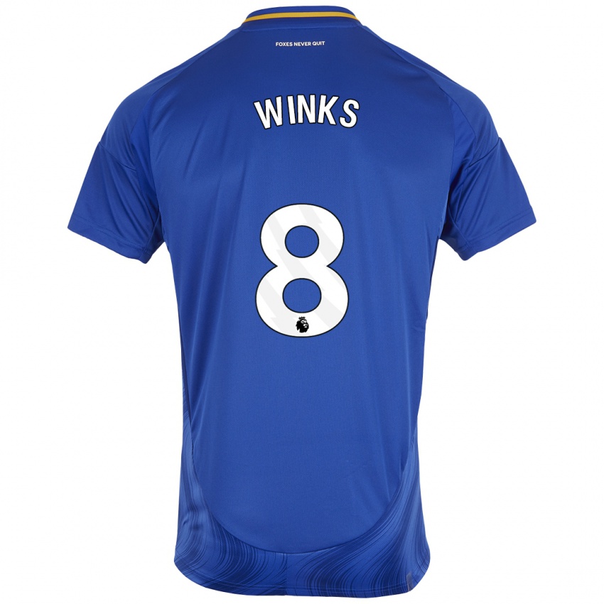 Criança Camisola Harry Winks #8 Azul Branco Principal 2024/25 Camisa Brasil