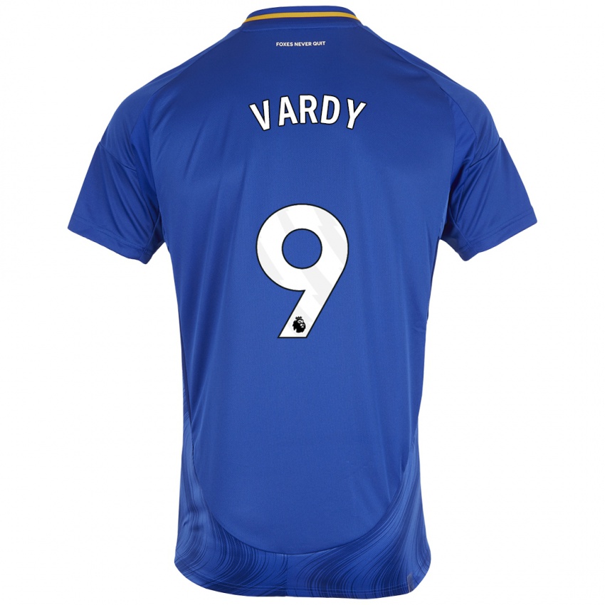 Criança Camisola Jamie Vardy #9 Azul Branco Principal 2024/25 Camisa Brasil