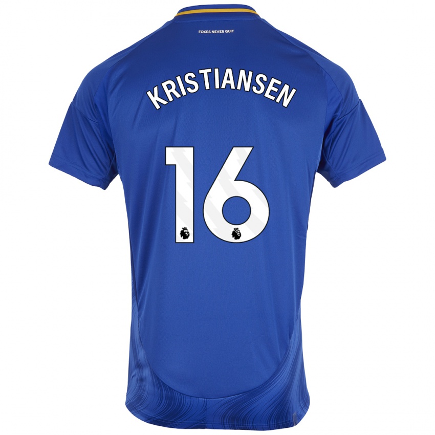 Criança Camisola Victor Kristiansen #16 Azul Branco Principal 2024/25 Camisa Brasil