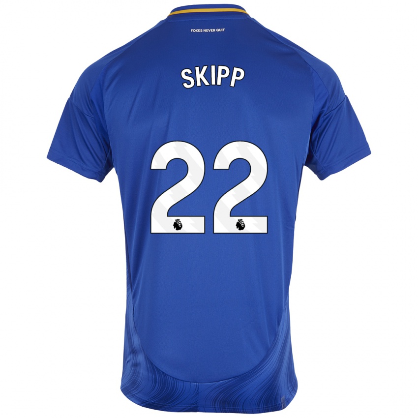 Criança Camisola Oliver Skipp #22 Azul Branco Principal 2024/25 Camisa Brasil