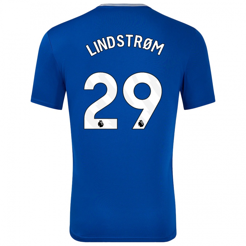 Criança Camisola Jesper Lindstrøm #29 Azul Com Principal 2024/25 Camisa Brasil