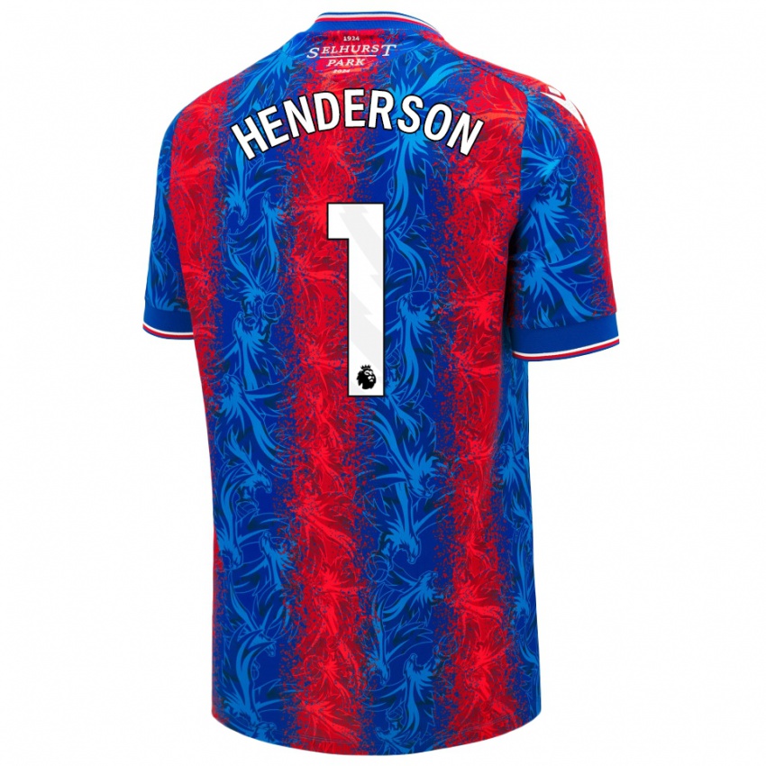 Criança Camisola Dean Henderson #1 Listras Azul Vermelha Principal 2024/25 Camisa Brasil