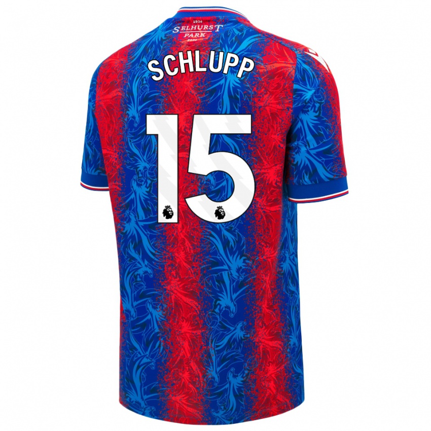 Criança Camisola Jeffrey Schlupp #15 Listras Azul Vermelha Principal 2024/25 Camisa Brasil