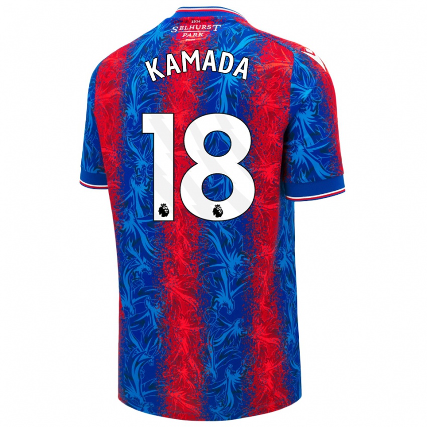 Criança Camisola Daichi Kamada #18 Listras Azul Vermelha Principal 2024/25 Camisa Brasil