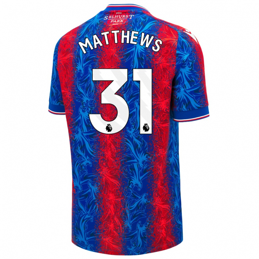 Criança Camisola Remi Matthews #31 Listras Azul Vermelha Principal 2024/25 Camisa Brasil