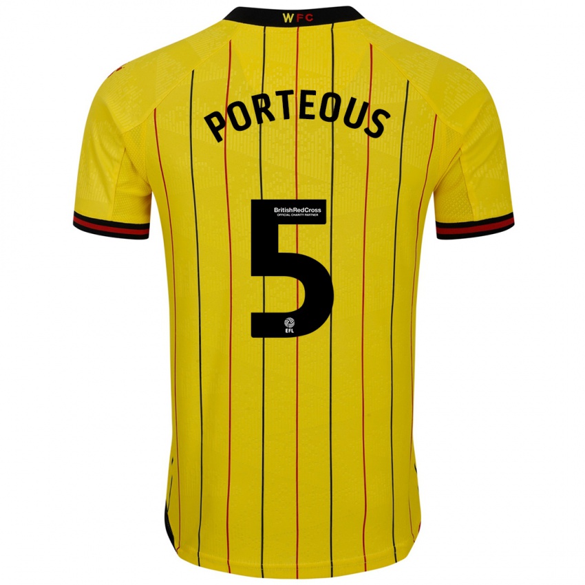 Criança Camisola Ryan Porteous #5 Preto Amarelo Principal 2024/25 Camisa Brasil