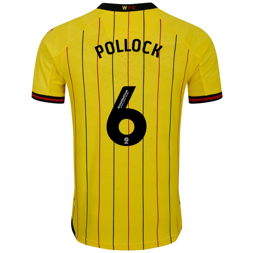 Criança Camisola Mattie Pollock #6 Preto Amarelo Principal 2024/25 Camisa Brasil