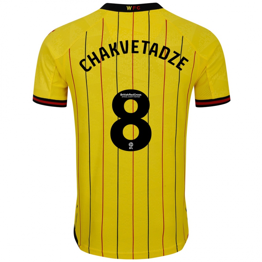 Criança Camisola Giorgi Chakvetadze #8 Preto Amarelo Principal 2024/25 Camisa Brasil