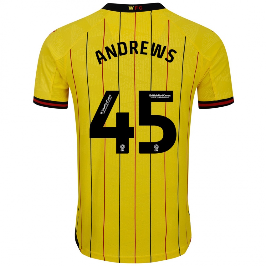 Criança Camisola Ryan Andrews #45 Preto Amarelo Principal 2024/25 Camisa Brasil