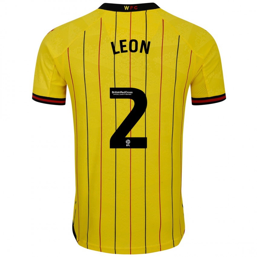 Criança Camisola Lucía León #2 Preto Amarelo Principal 2024/25 Camisa Brasil