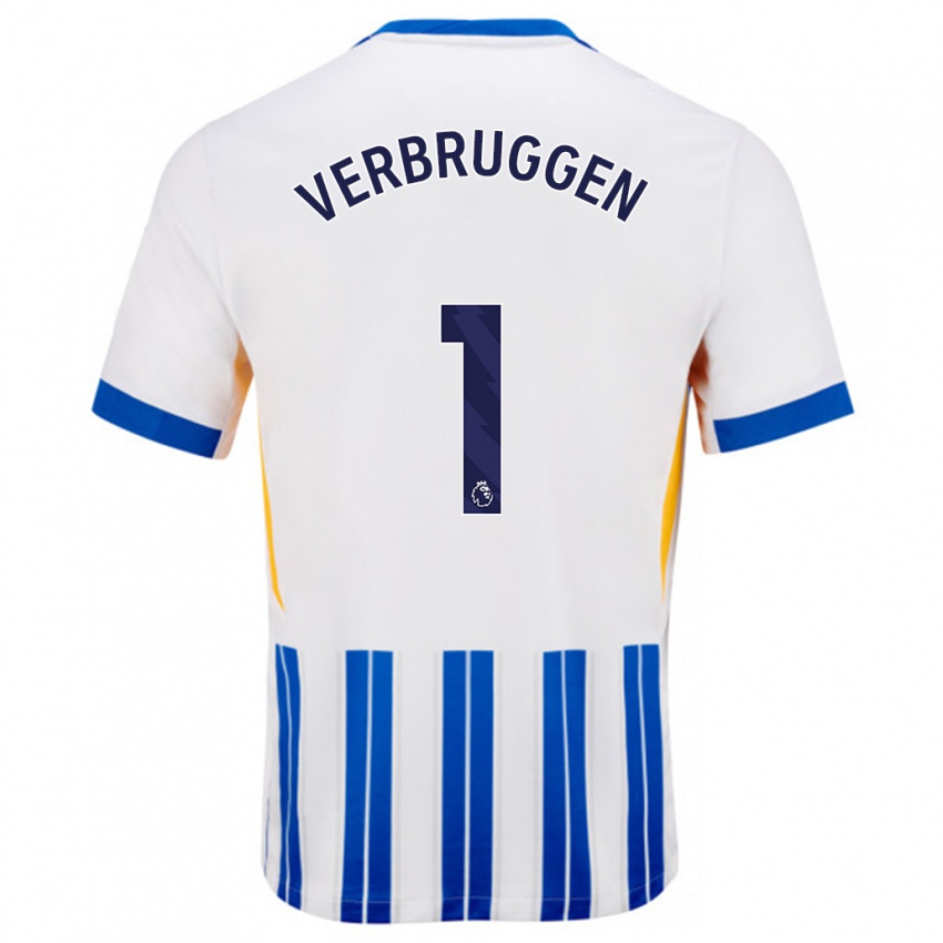 Criança Camisola Bart Verbruggen #1 Branco Azul Principal 2024/25 Camisa Brasil