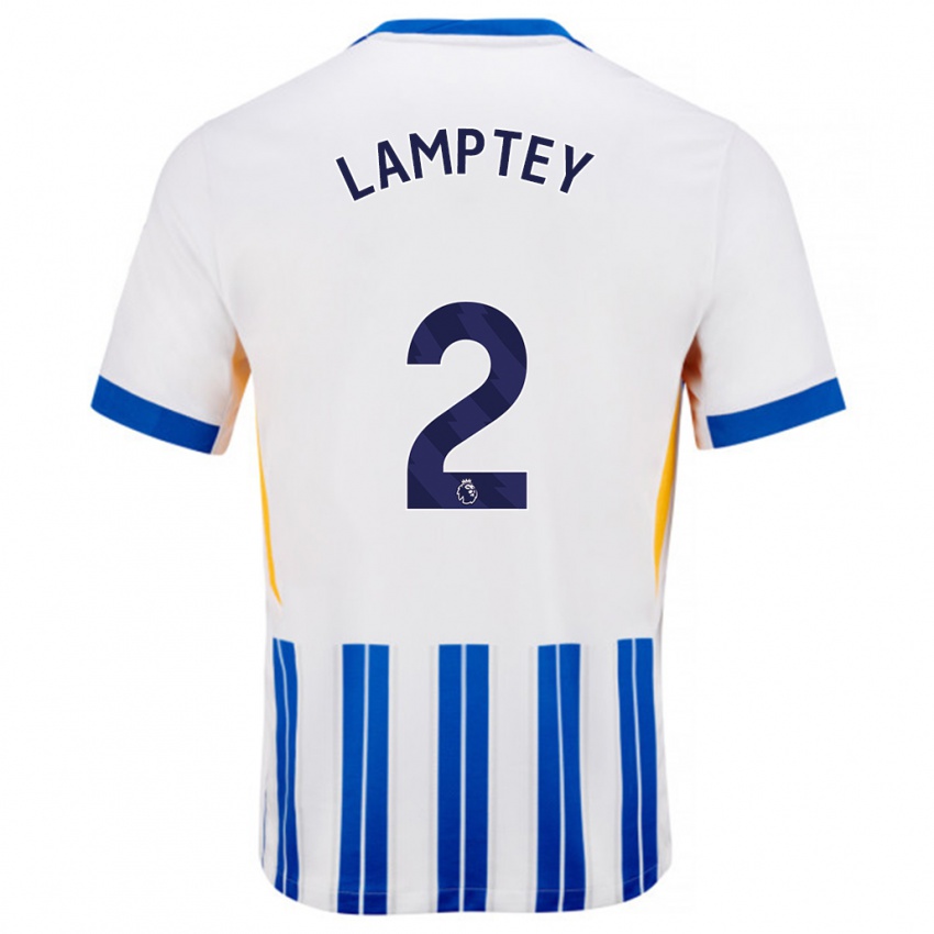 Criança Camisola Tariq Lamptey #2 Branco Azul Principal 2024/25 Camisa Brasil