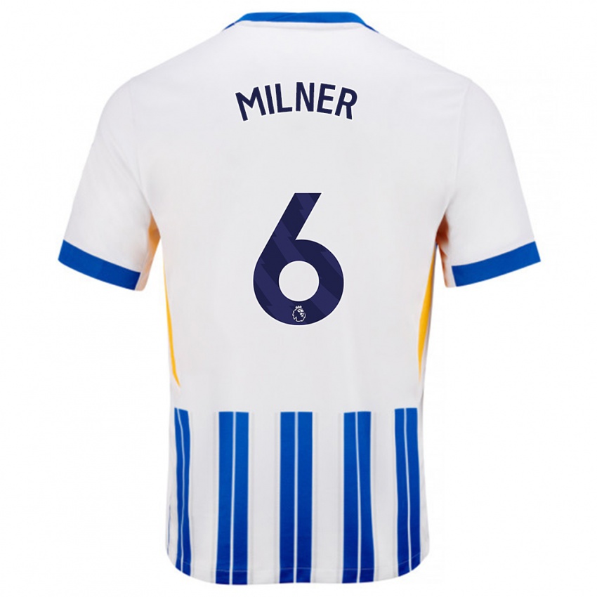 Criança Camisola James Milner #6 Branco Azul Principal 2024/25 Camisa Brasil