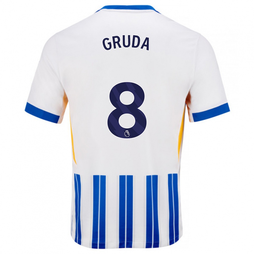 Criança Camisola Brajan Gruda #8 Branco Azul Principal 2024/25 Camisa Brasil