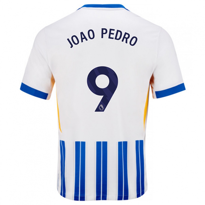 Criança Camisola João Pedro #9 Branco Azul Principal 2024/25 Camisa Brasil