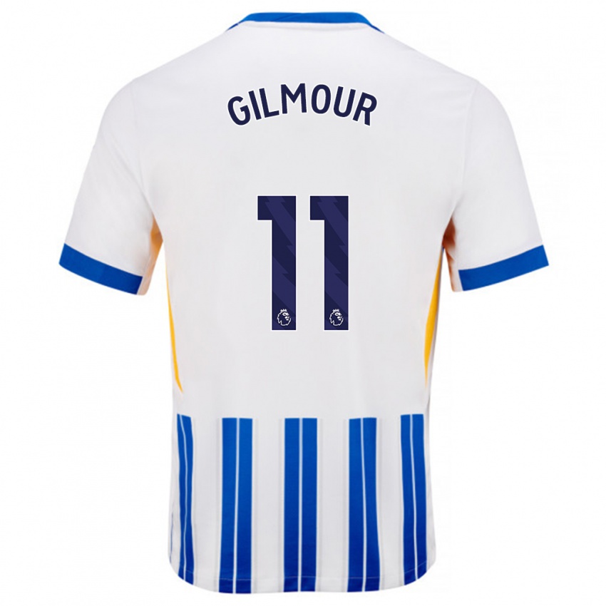 Criança Camisola Billy Gilmour #11 Branco Azul Principal 2024/25 Camisa Brasil