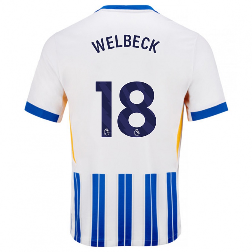 Criança Camisola Danny Welbeck #18 Branco Azul Principal 2024/25 Camisa Brasil